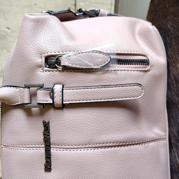 Montana West satchel crossbody bag pink rose colorzip top double handle New! - Picture 2 of 7